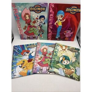 Vintage Digimon Spiral Notebook 3 Ring Folder NOS School Supplies Lot Of 5